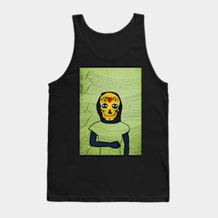 CZ - Dark-Eyed Female Character with Mexican Mask and Waves Background Tank Top